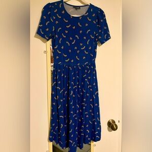 Blue Dress with Rainbow Pattern